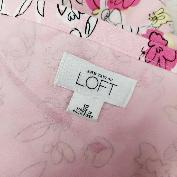 LOFT Pink Floral Print Sleeveless Strappy Party Mini Dress 3689 - Picture 6 of 9